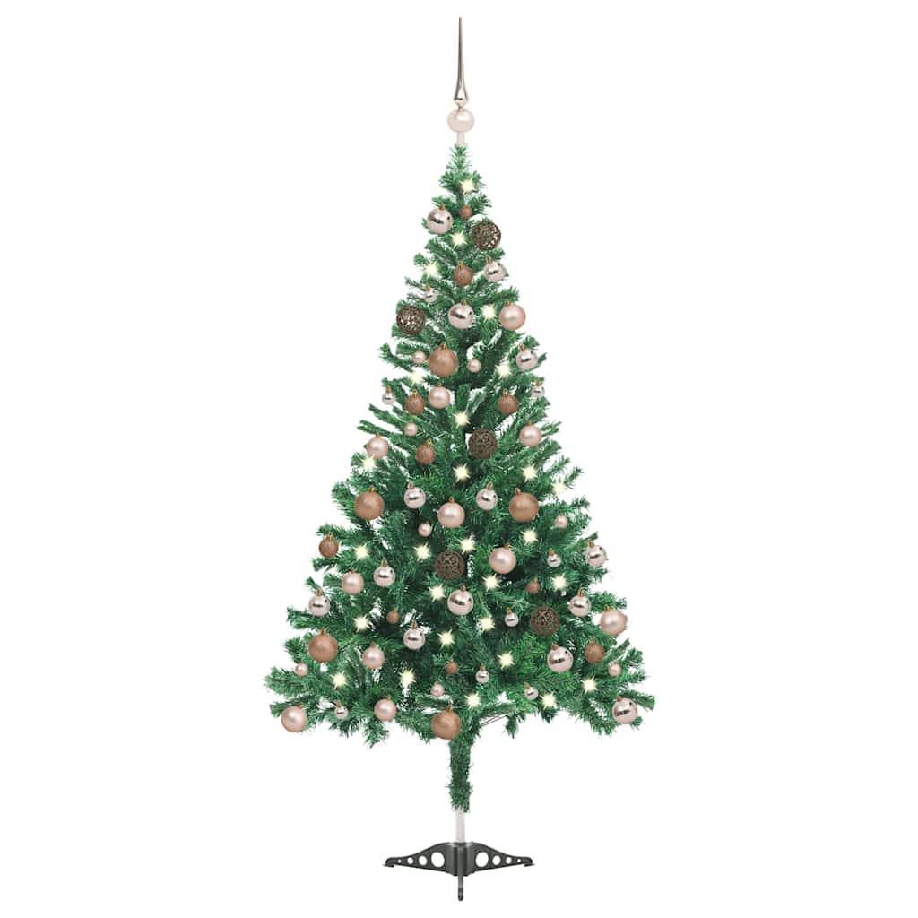 Sapin de Noël artificiel réaliste pré-éclairé LED avec boules 180 cm – ComfortXL Outdoor Living - Image 1