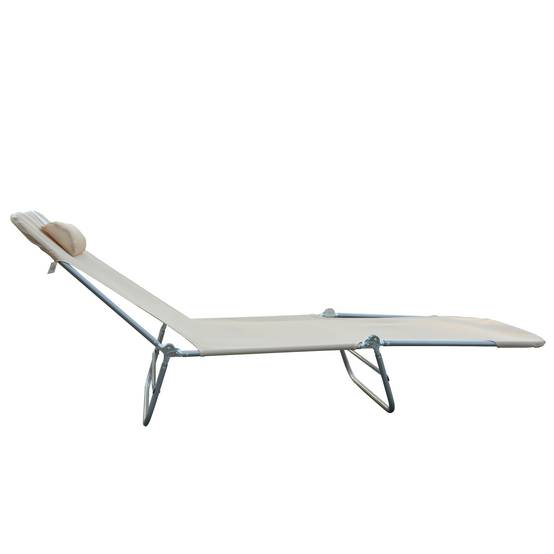 Lit de bronzage pliable, dossier inclinable et coussin, 182x56x24,5cm - Image 2