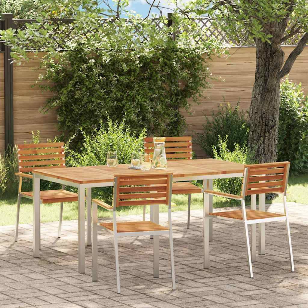 Salon de Jardin Repas 4 Personnes en Bois d'Acacia et Acier pour ...