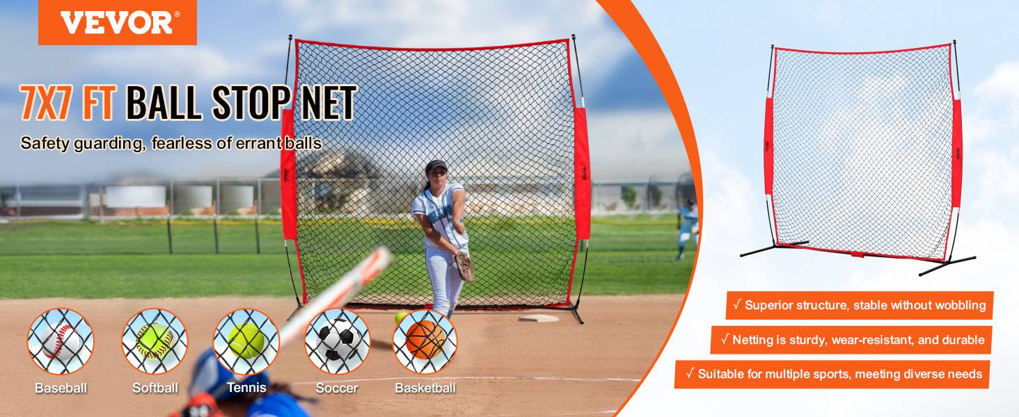 Vevor - VEVOR Filet d'Entraînement de Baseball Softball Filet Pare-ballons 238x212 cm - Image 9