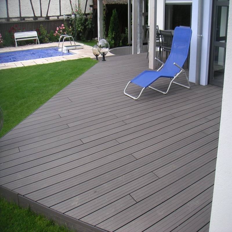 Lame terrasse bois composite alvéolaire Qualita L 360cm / l14cm / ep 2,5cm - Gris carbone - Image 2