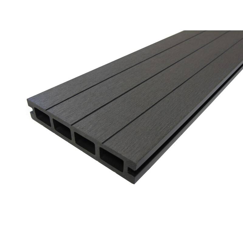 Lame terrasse bois composite alvéolaire Qualita L 360cm / l14cm / ep 2,5cm - Gris carbone - Image 1
