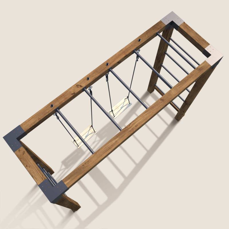 Soulet - Aire de jeux multi-activités en bois avec 2 balançoires HECTOR - Image 5