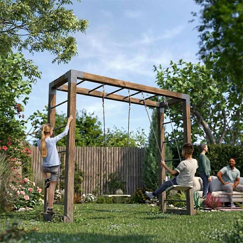 Soulet - Aire de jeux multi-activités en bois avec 2 balançoires HECTOR - Image 3