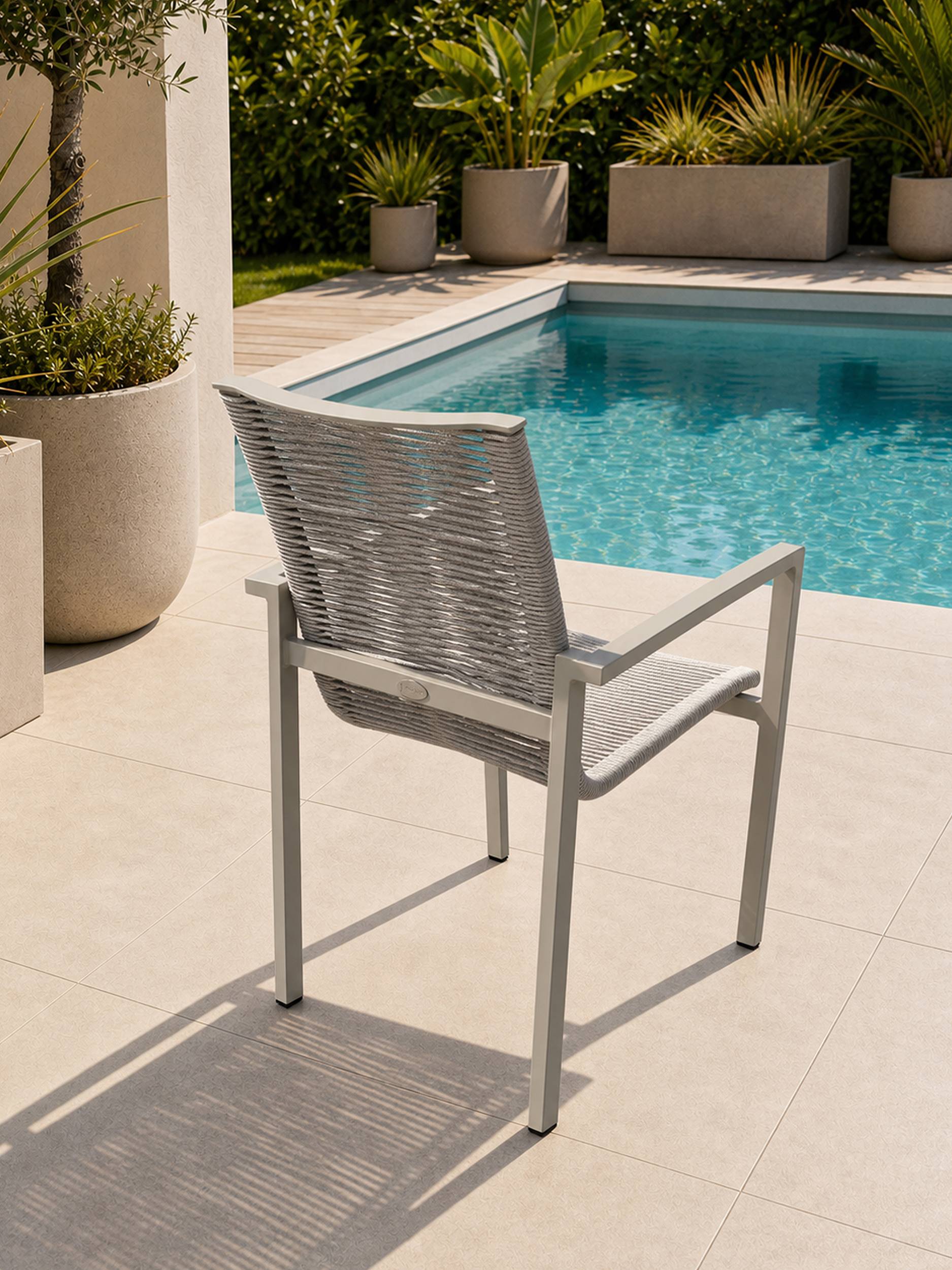 Dcb Garden - Fauteuil de jardin en aluminium et corde tissée - Grège - MEXICO - Image 3