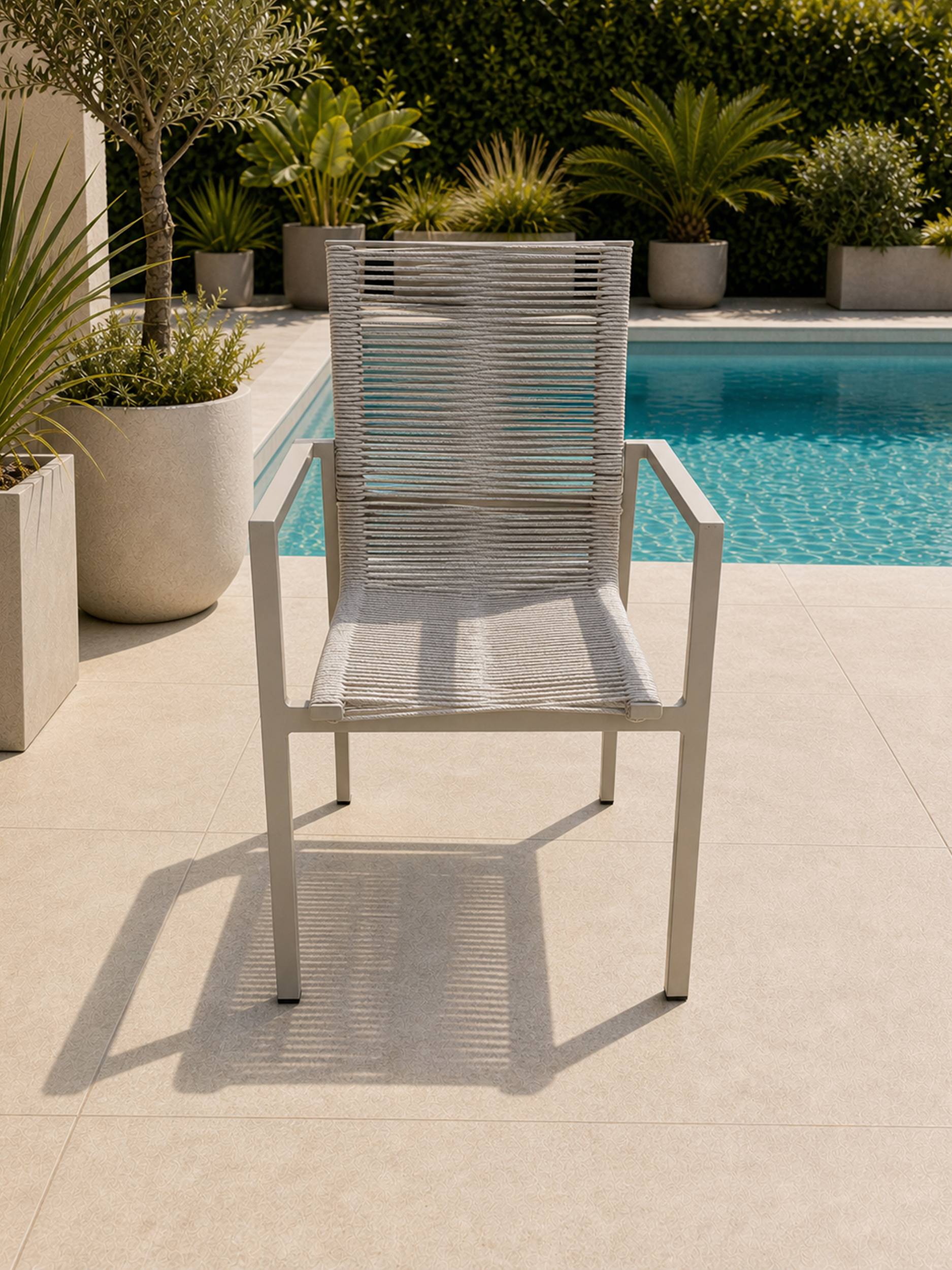 Dcb Garden - Fauteuil de jardin en aluminium et corde tissée - Grège - MEXICO - Image 4