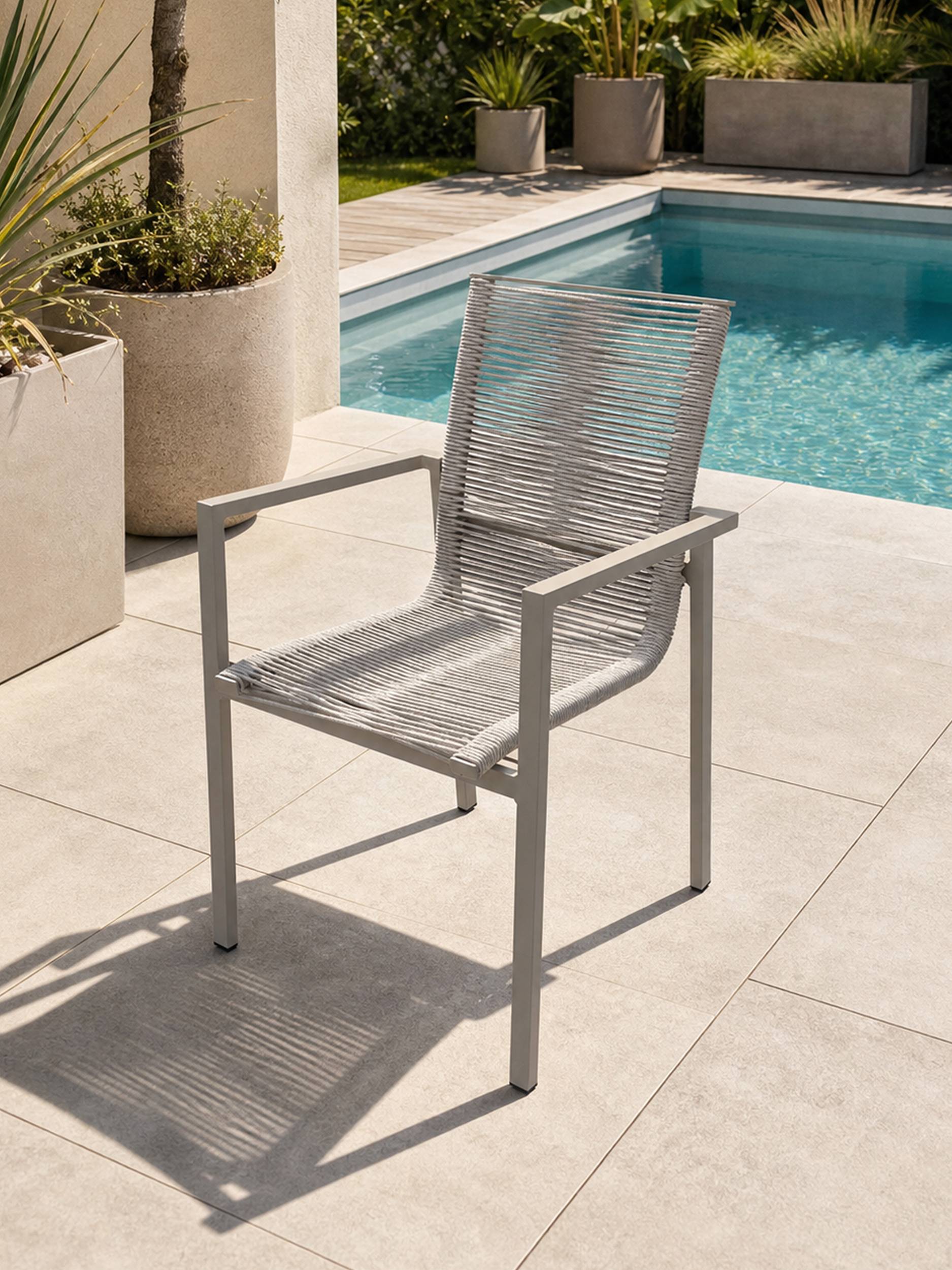 Dcb Garden - Fauteuil de jardin en aluminium et corde tissée - Grège - MEXICO - Image 1