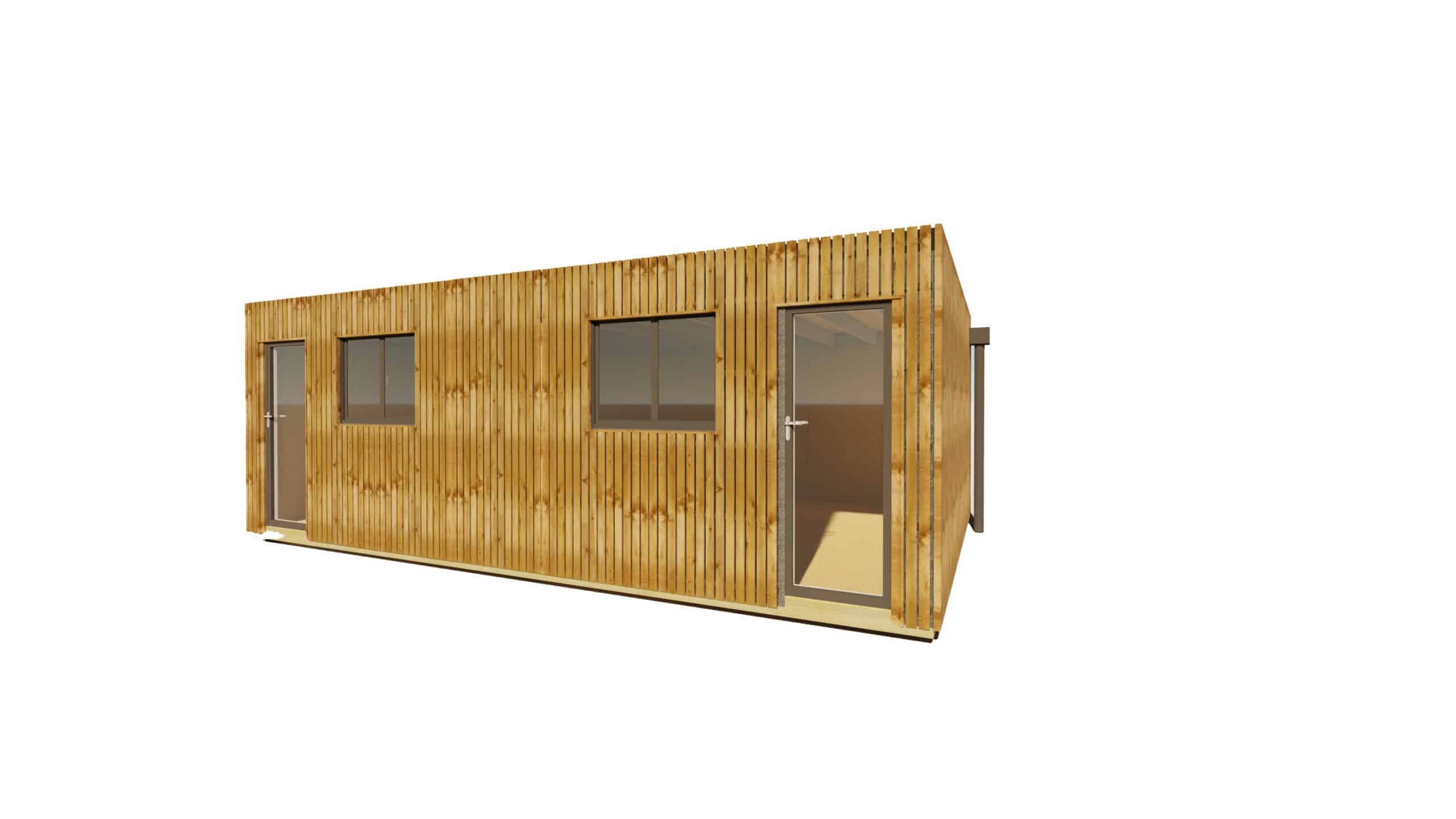 Sans Marque - STUDIO DE JARDIN / 35,8 m2 - 7,75 x 4,62m / Plancher isolé / Bardage Brun / Intérieur OSB / Livraison Gratuite / Studio Français - Image 2