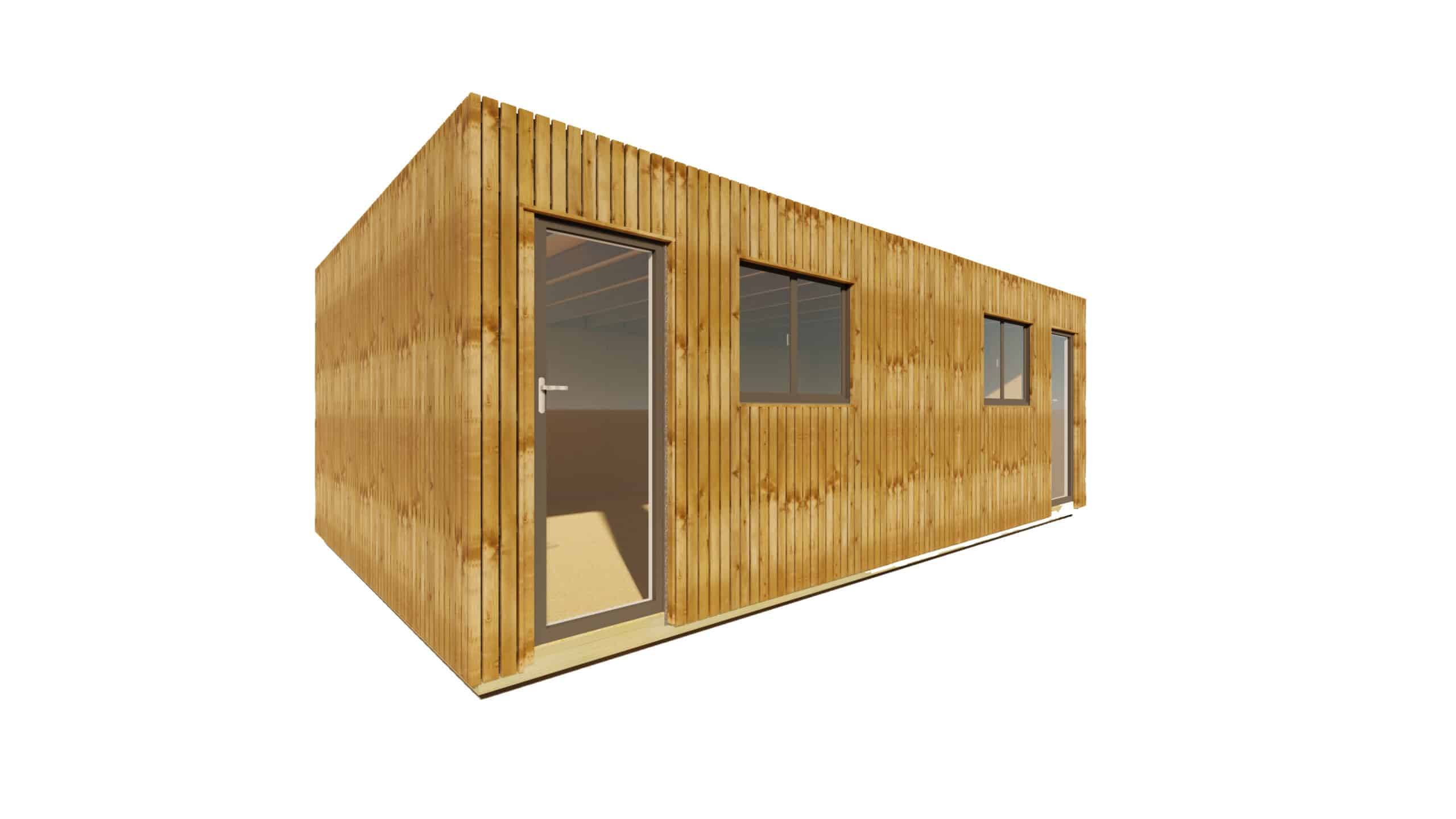 Sans Marque - STUDIO DE JARDIN / 35,8 m2 - 7,75 x 4,62m / Plancher isolé / Bardage Brun / Intérieur OSB / Livraison Gratuite / Studio Français - Image 6