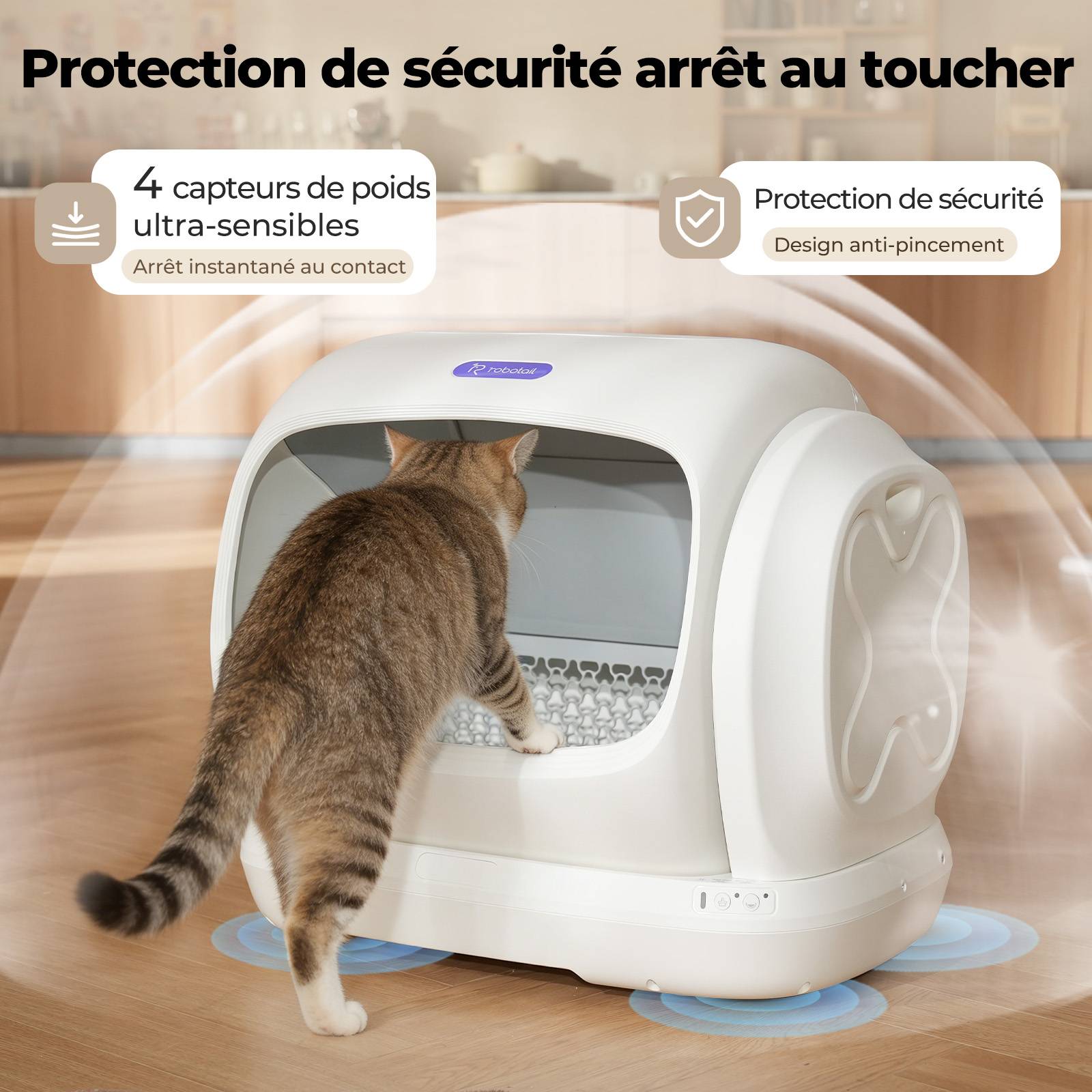 Sans Marque - Litière automatique connectée autonettoyante XXXL 106L multi-chats, sécurité anti-pincement grande capacité - Image 4