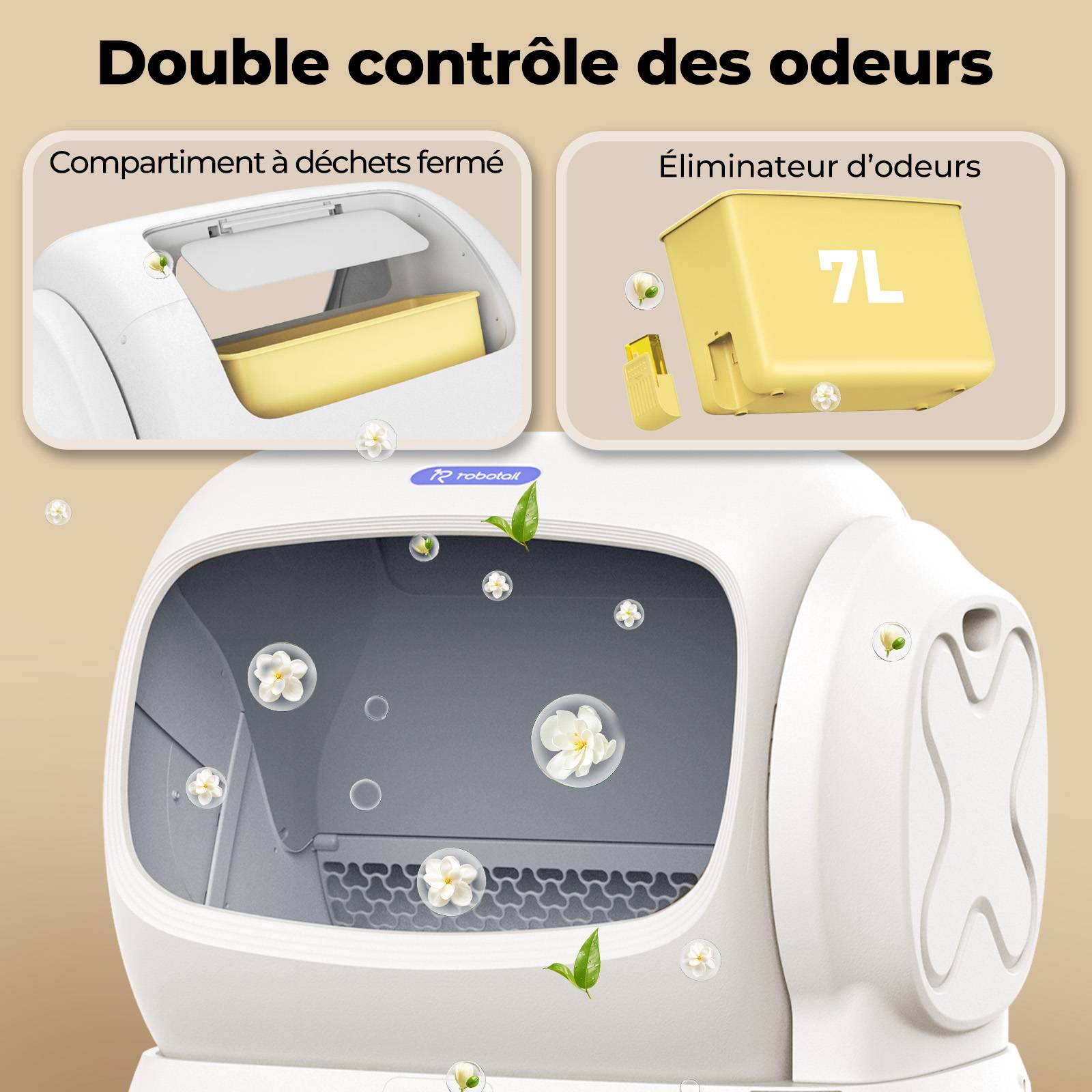 Sans Marque - Litière automatique connectée autonettoyante XXXL 106L multi-chats, sécurité anti-pincement grande capacité - Image 8