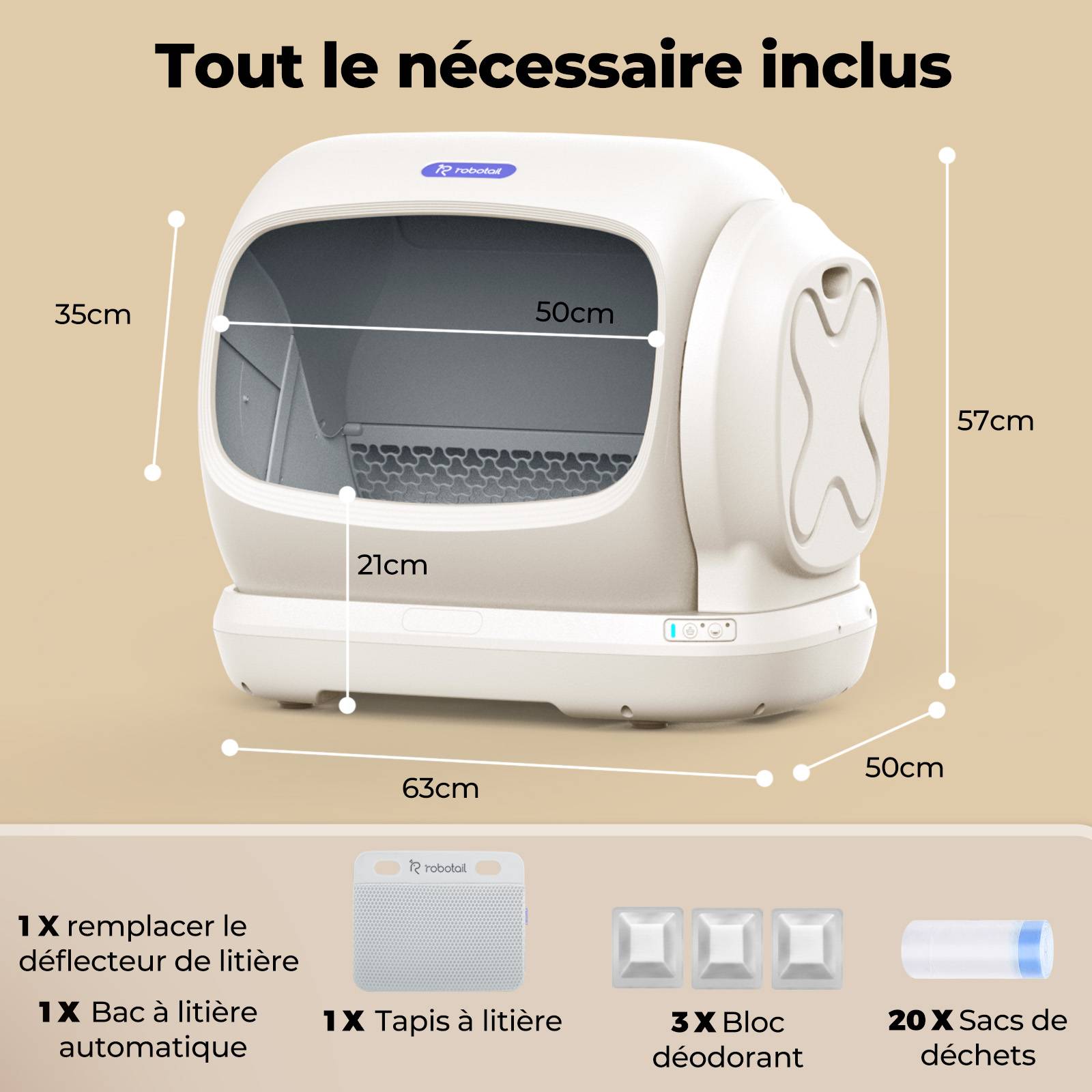 Sans Marque - Litière automatique connectée autonettoyante XXXL 106L multi-chats, sécurité anti-pincement grande capacité - Image 10