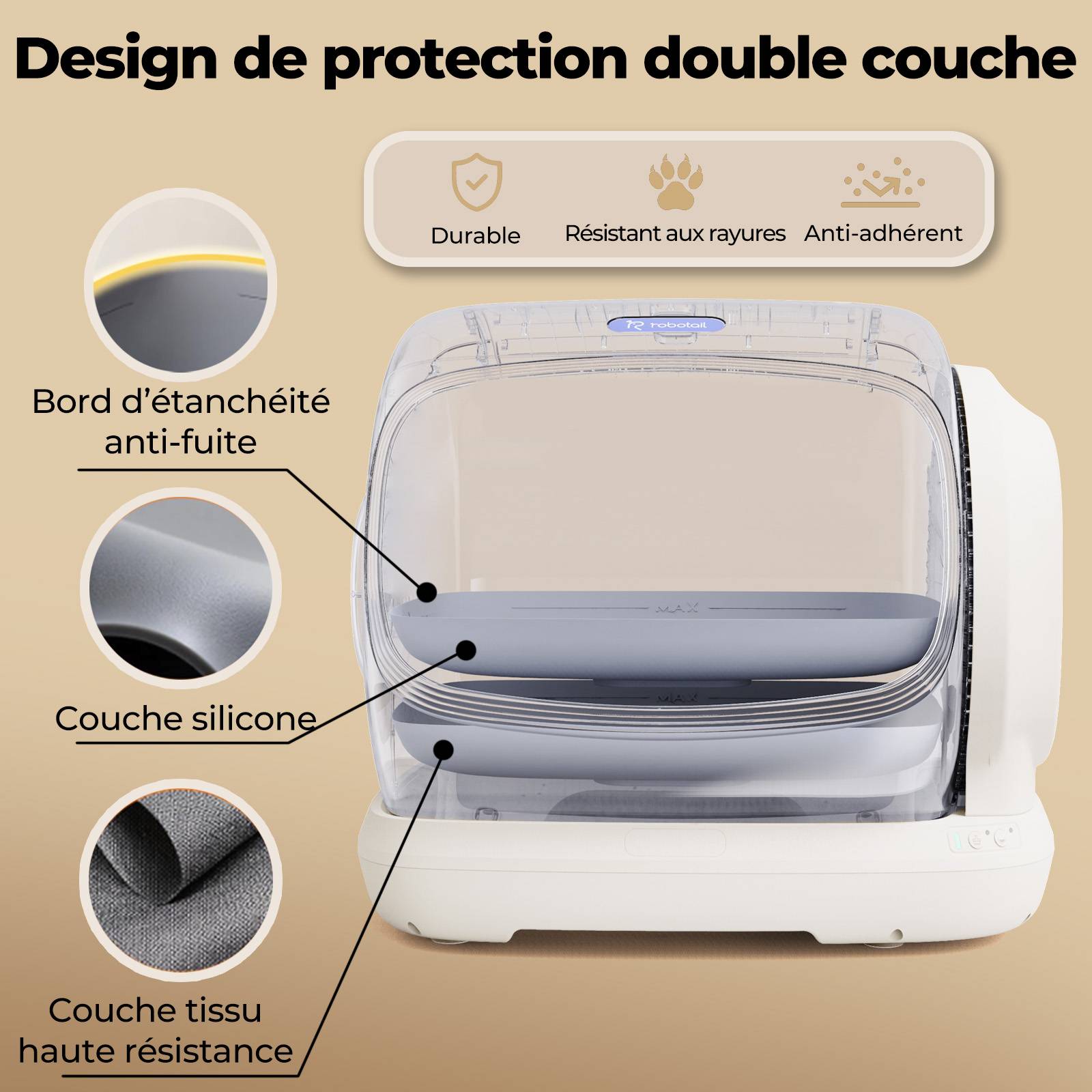 Sans Marque - Litière automatique connectée autonettoyante XXXL 106L multi-chats, sécurité anti-pincement grande capacité - Image 6