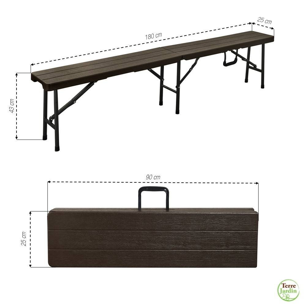 Lot table pliante 8 personnes "effet bois" + 2 bancs 4 pers - Image 5