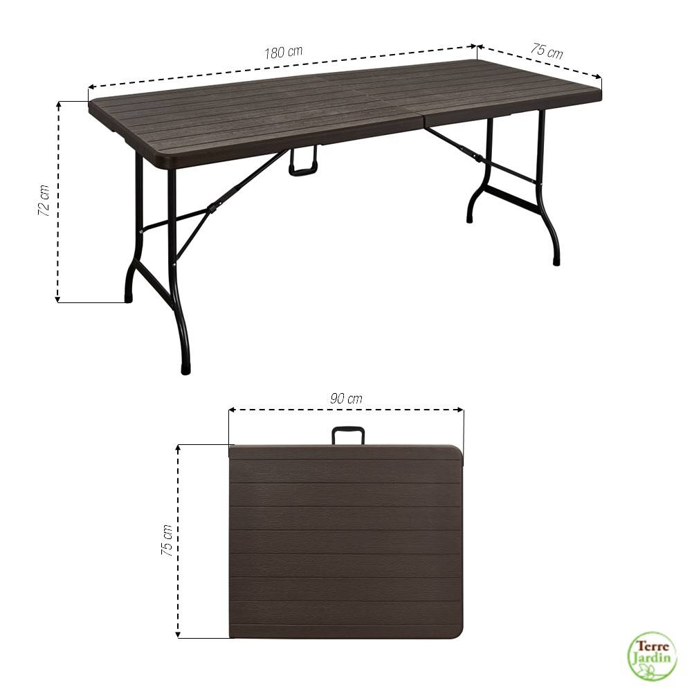 Lot table pliante 8 personnes "effet bois" + 2 bancs 4 pers - Image 4