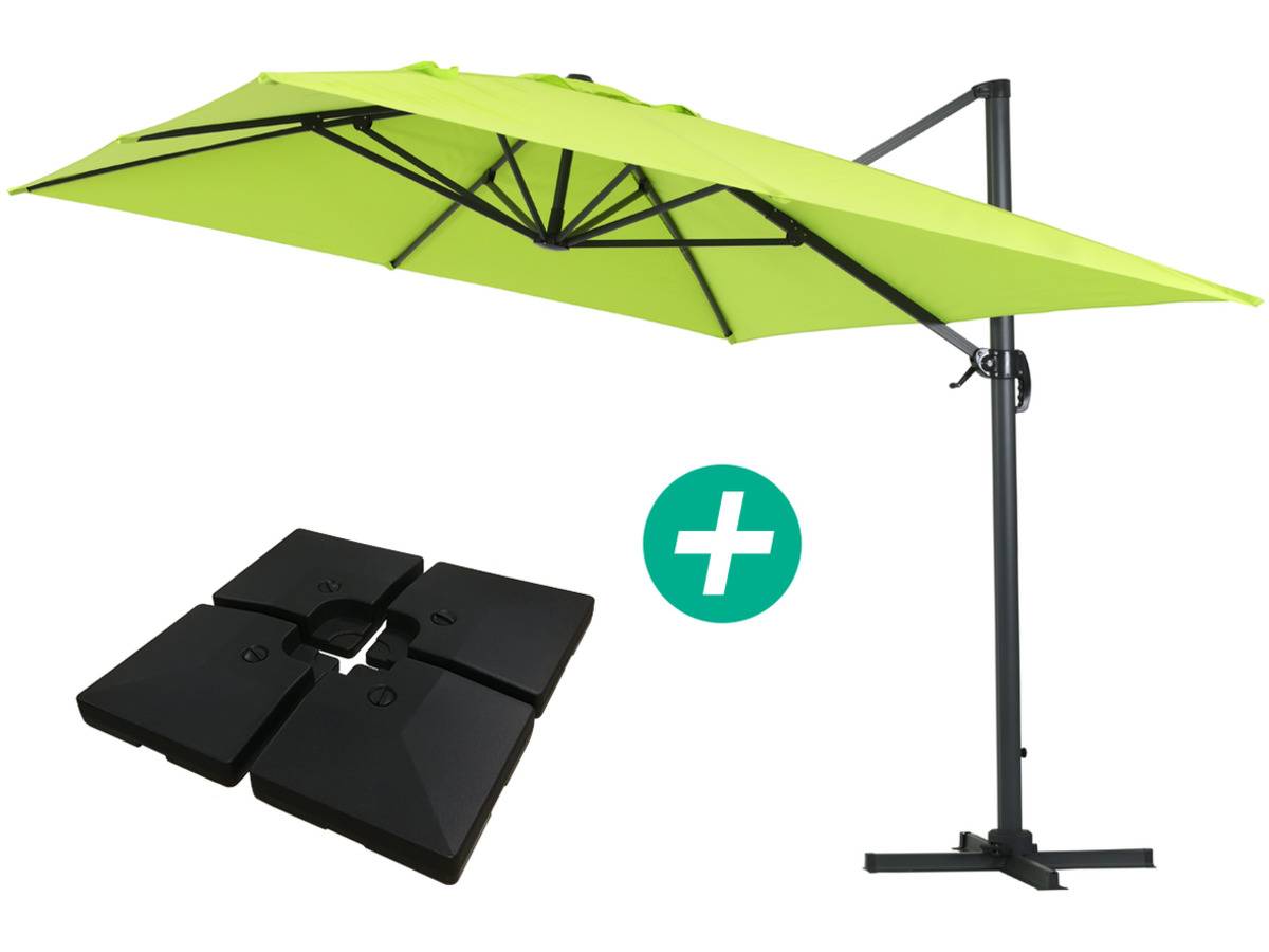 Habitat Et Jardin - Parasol Jardin Déporté Alu "sun 4 " - Rectangle - 3 X 4 M - Vert - Dalles à Lester Incluses -habitat Et Jardin - Image 1