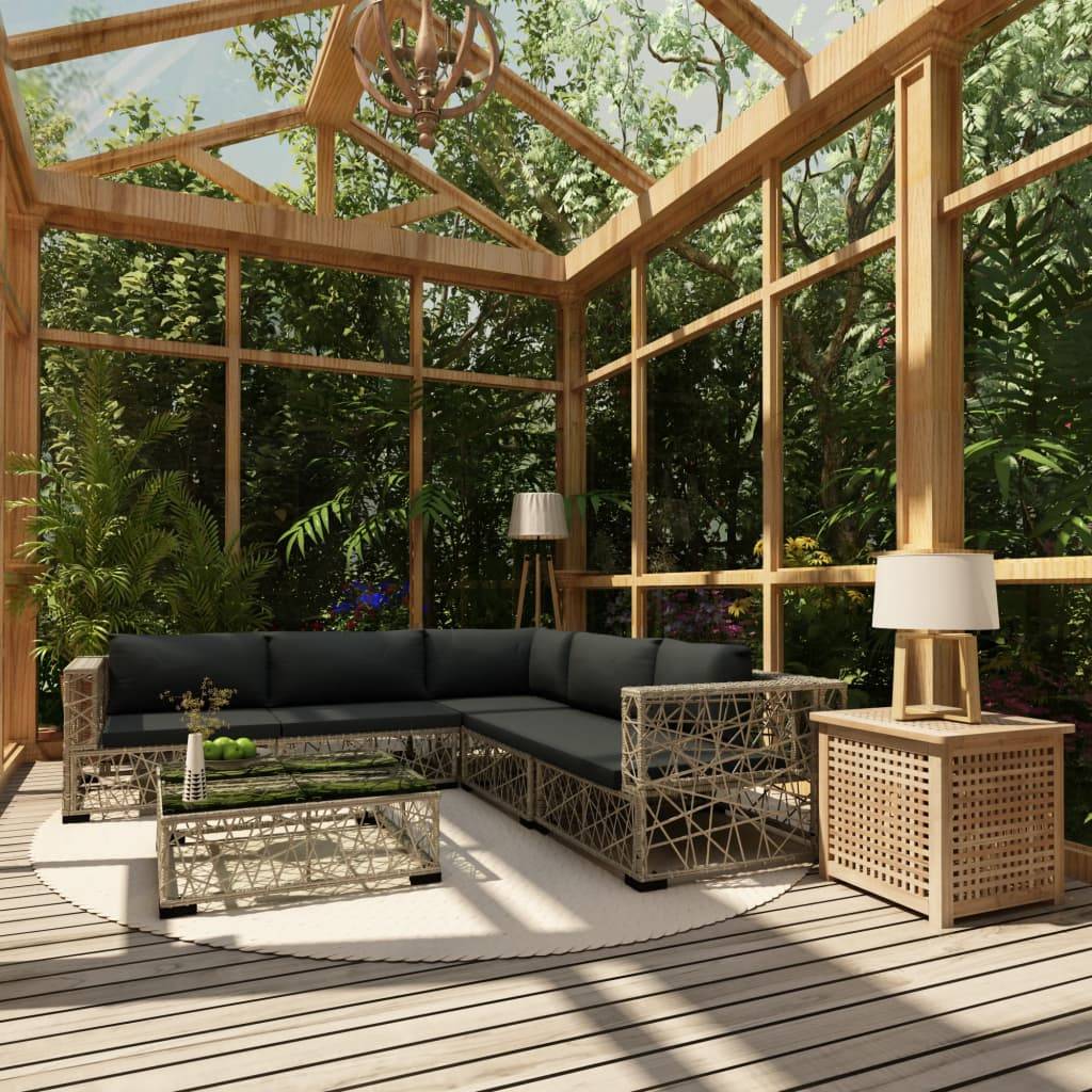 Vidaxl - Salon de jardin 6 pcs avec coussins résine tressée gris vidaXL 46809 - Image 1