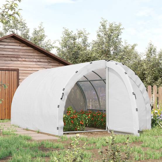 Serre Tunnel de Jardin 12 m² 4 x 3 x 2 m, Châssis Renforcé 25 mm, Double Porte avec Poignées - Image 3