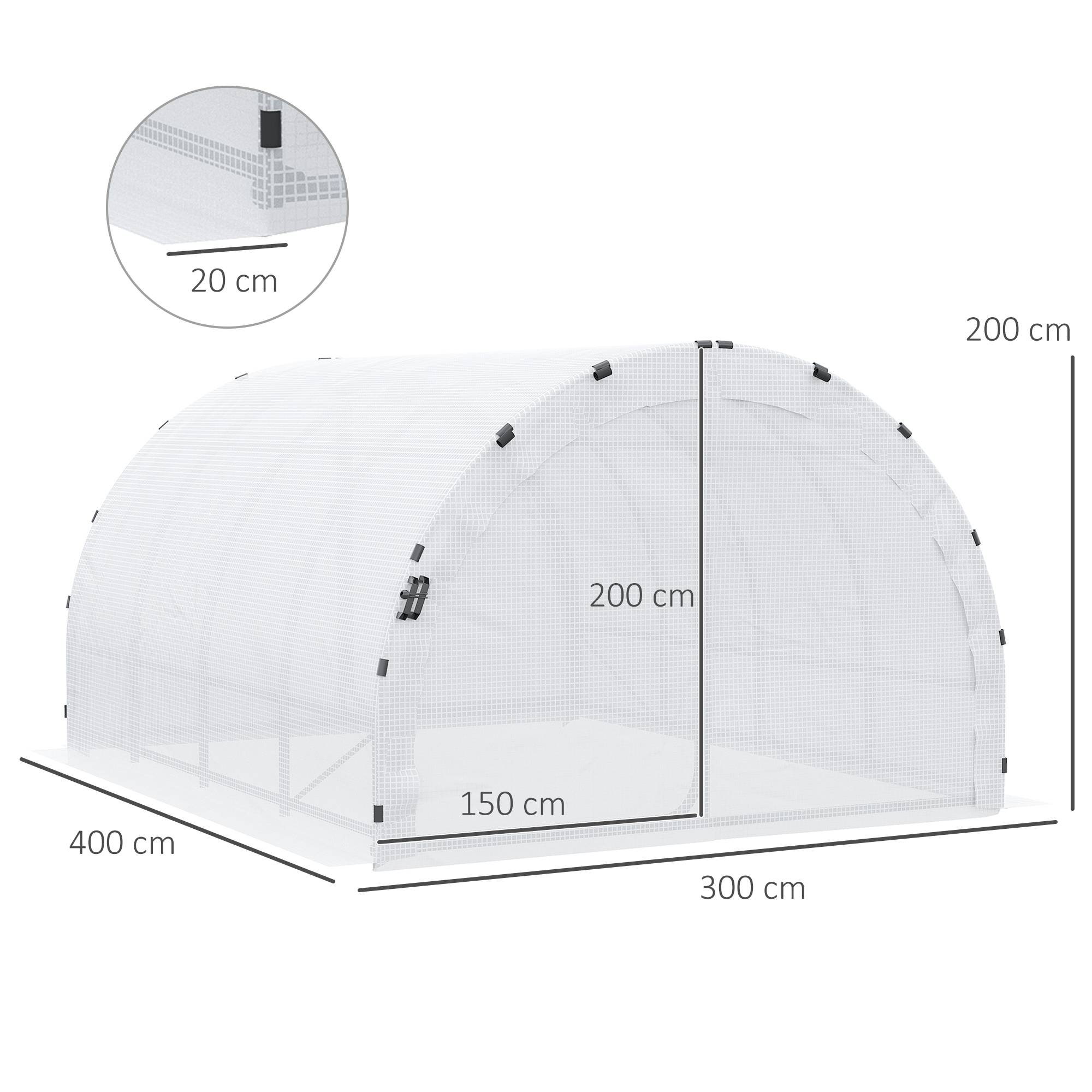 Serre Tunnel de Jardin 12 m² 4 x 3 x 2 m, Châssis Renforcé 25 mm, Double Porte avec Poignées - Image 4