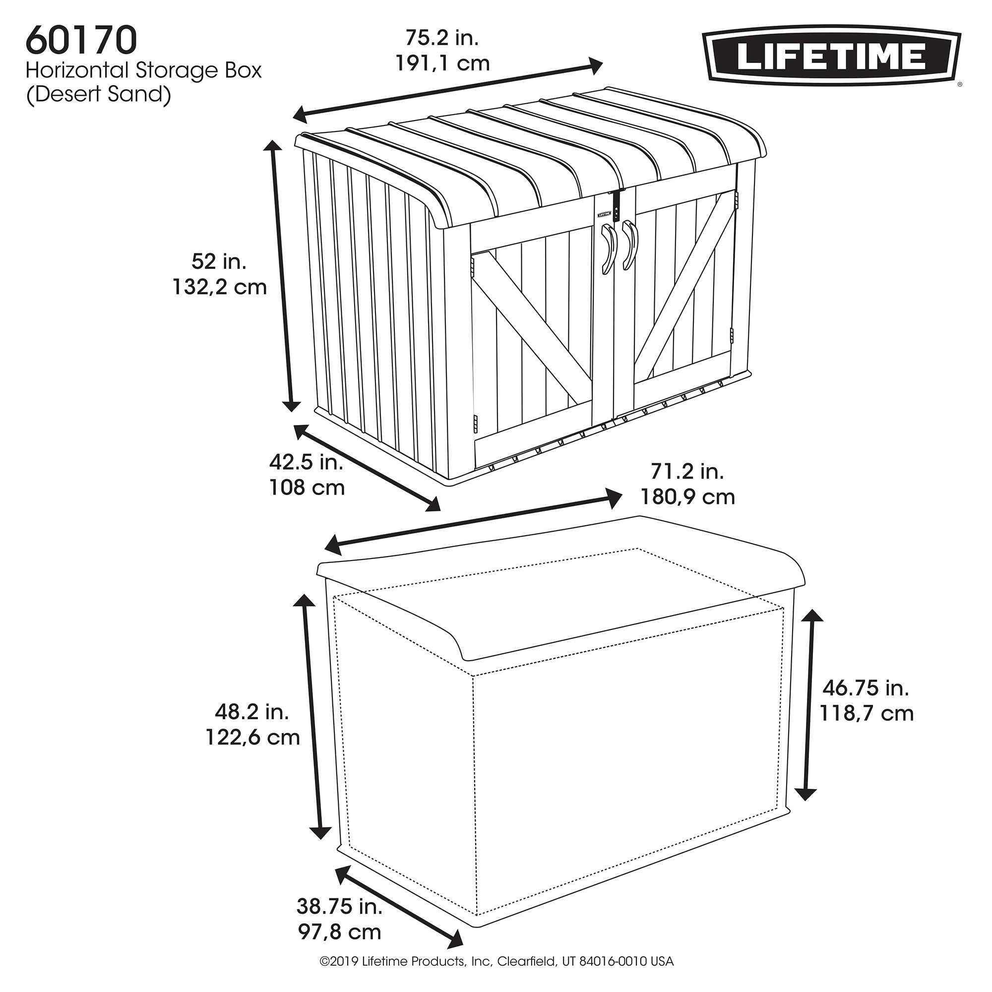 Lifetime - Abri horizontal d'exterieur résine 2123L / 2.1 m3 LIFETIME #60170 - Image 8