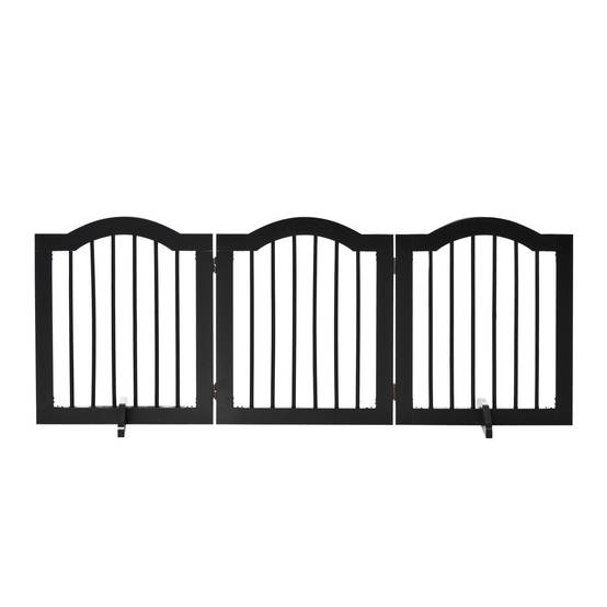 Barrière de sécurité pliable pour petits chiens, grille de protection à 3 panneaux avec pieds, 154,5 x 29,5 x 61 cm, noire - Image 2