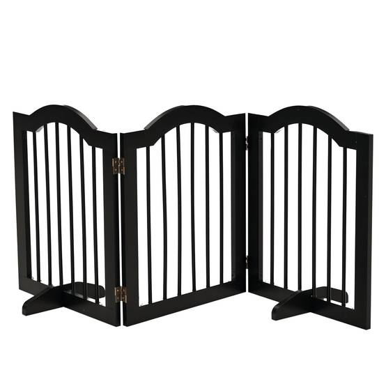 Barrière de sécurité pliable pour petits chiens, grille de protection à 3 panneaux avec pieds, 154,5 x 29,5 x 61 cm, noire - Image 1