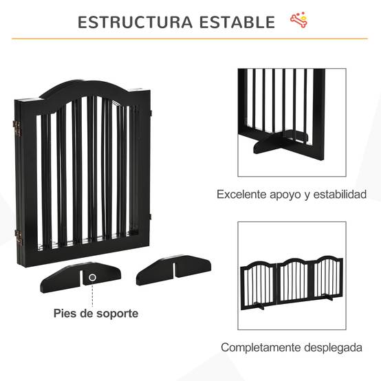 Barrière de sécurité pliable pour petits chiens, grille de protection à 3 panneaux avec pieds, 154,5 x 29,5 x 61 cm, noire - Image 9