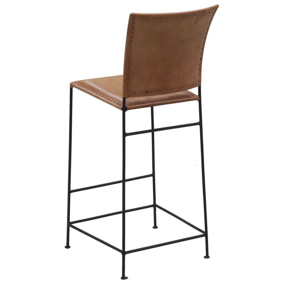 Aubry Gaspard - Tabouret de bar en cuir de chèvre et métal - Image 2