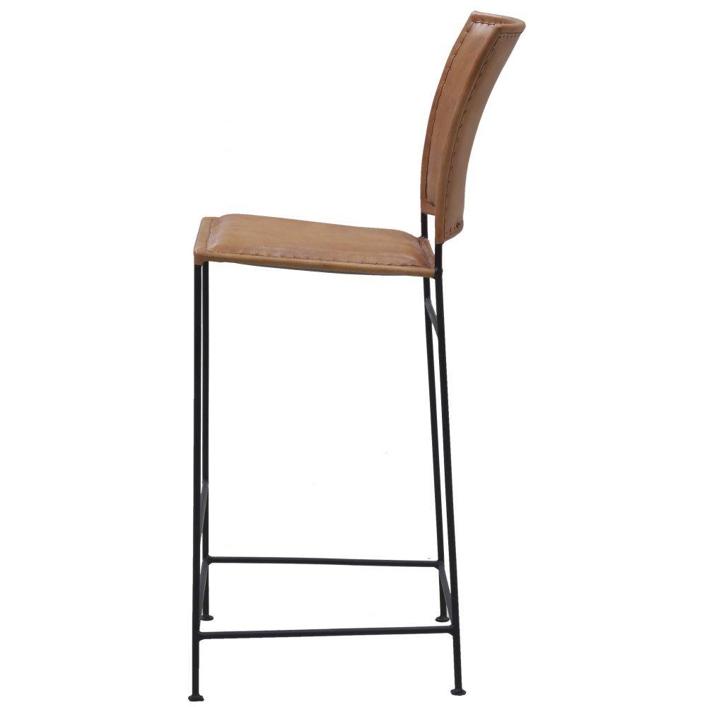 Aubry Gaspard - Tabouret de bar en cuir de chèvre et métal - Image 3