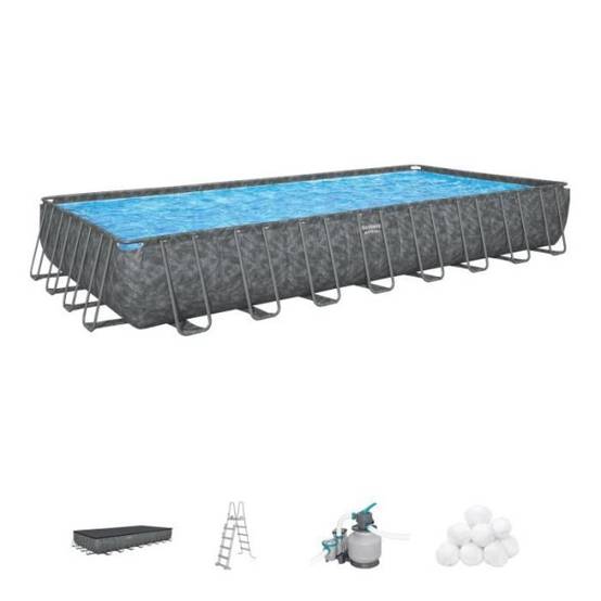 Bestway - Kit piscine hors sol tubulaire BESTWAY - APX 365 - 956 x 488 x 132 cm - Rectangulaire (Filtre a sable, 500g polysphere, échelle - Image 1