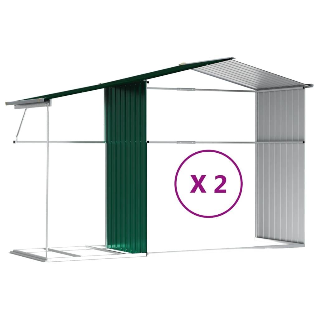 Helloshop26 - Abri de jardin cabane cabanon maison de stockage remise extérieur hangar outils robuste 277 x 279 x 179 cm acier galvanisé vert - Image 7