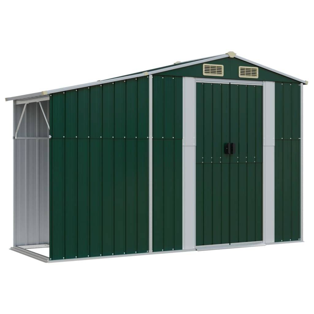 Helloshop26 - Abri de jardin cabane cabanon maison de stockage remise extérieur hangar outils robuste 277 x 279 x 179 cm acier galvanisé vert - Image 6