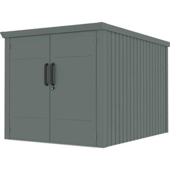 Abri vélos 3,7m² métal vert sauge avec plancher X-Metal Kosto - Image 4