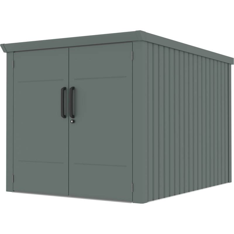 Abri vélos 3,7m² métal vert sauge avec plancher X-Metal Kosto - Image 4