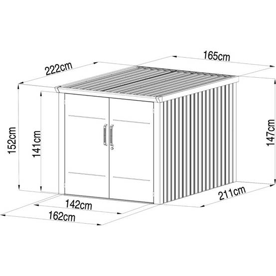 Abri vélos 3,7m² métal vert sauge avec plancher X-Metal Kosto - Image 2