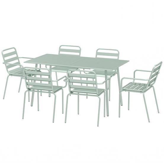 Salon de jardin acier vert clair 150 x 80 x 74 cm - PANGIVO - Image 2