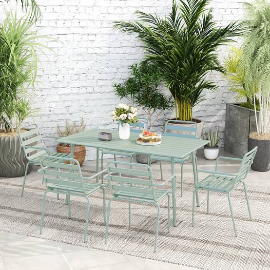 Salon de jardin acier vert clair 150 x 80 x 74 cm - PANGIVO - Image 9