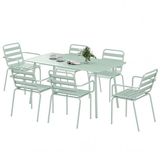 Salon de jardin acier vert clair 150 x 80 x 74 cm - PANGIVO - Image 1