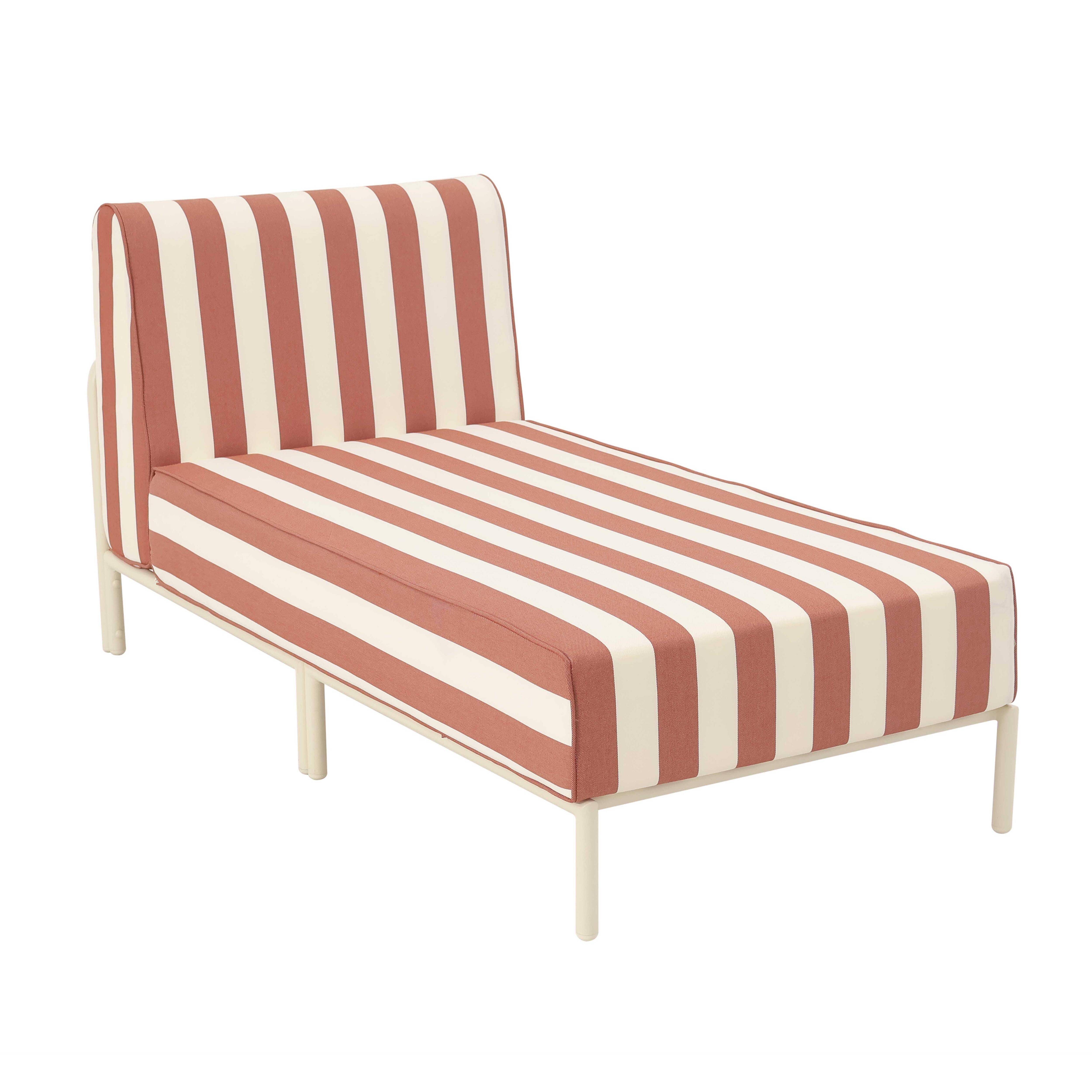 Oviala - Méridienne rayée pour salon de jardin modulable en tissu terracotta Patio - Oviala - Image 1