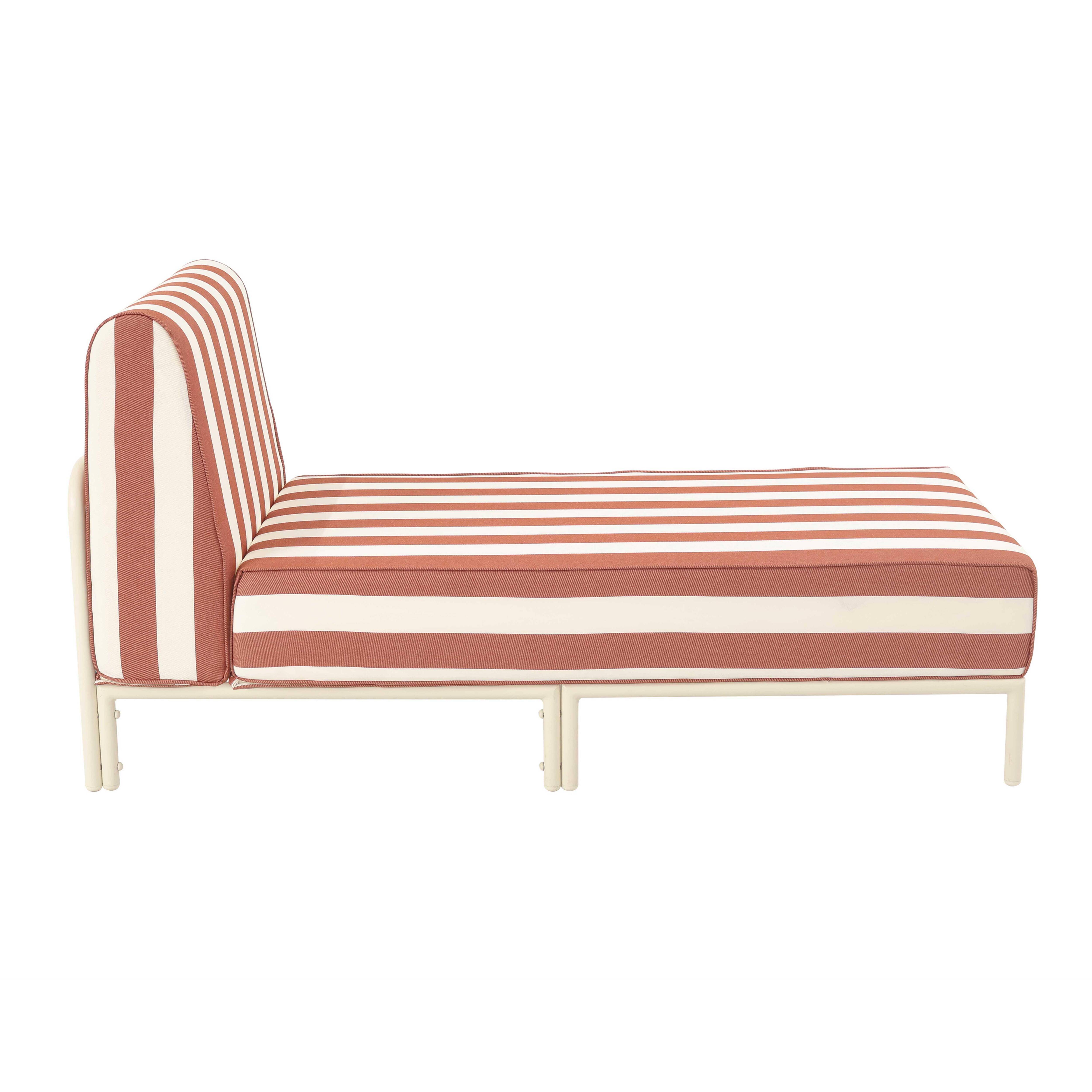 Oviala - Méridienne rayée pour salon de jardin modulable en tissu terracotta Patio - Oviala - Image 5