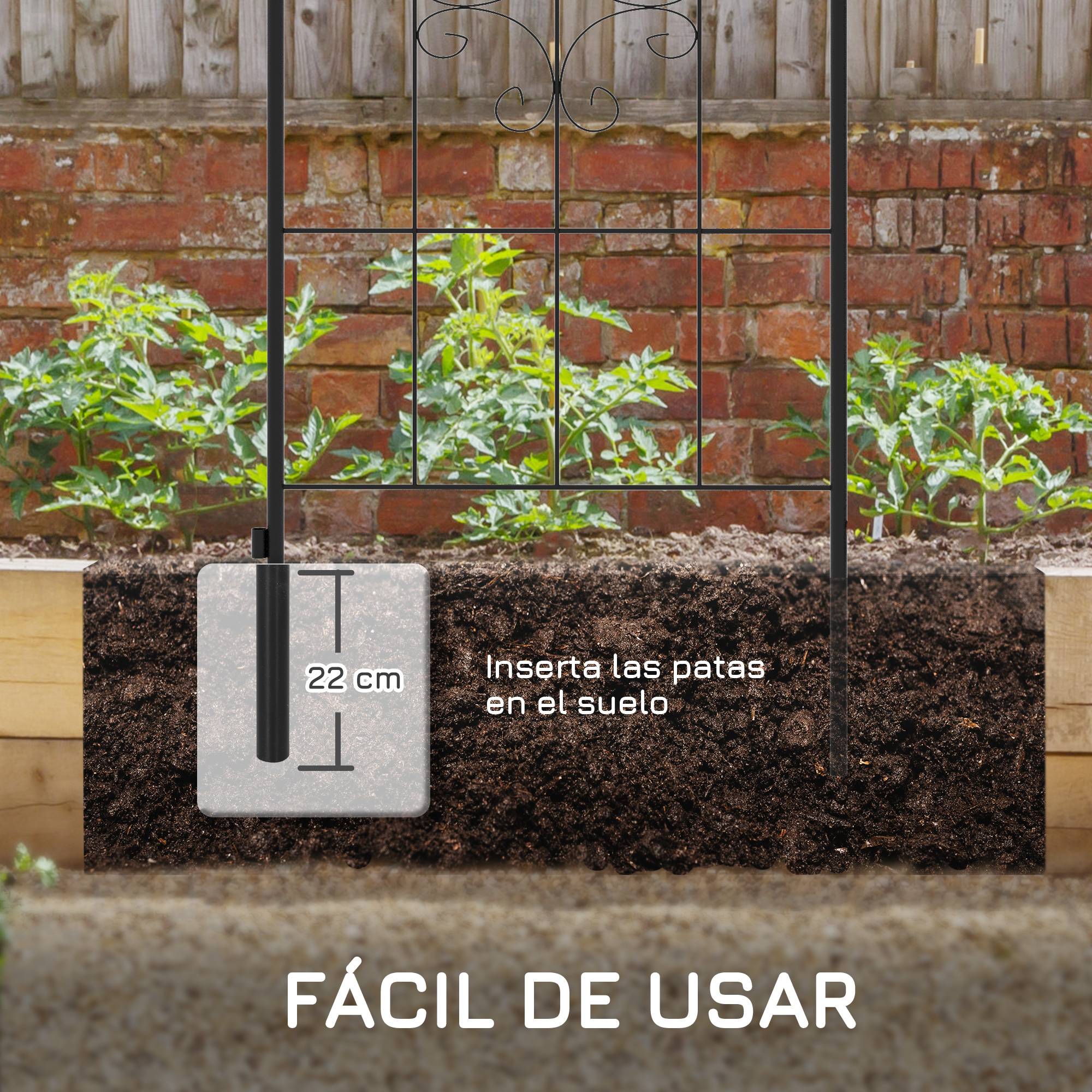 Lot 2 treillis de jardin acier extérieur tuteur plantes grimpantes à planter 50x180cm - ComfortXL Outdoor Living - Image 7