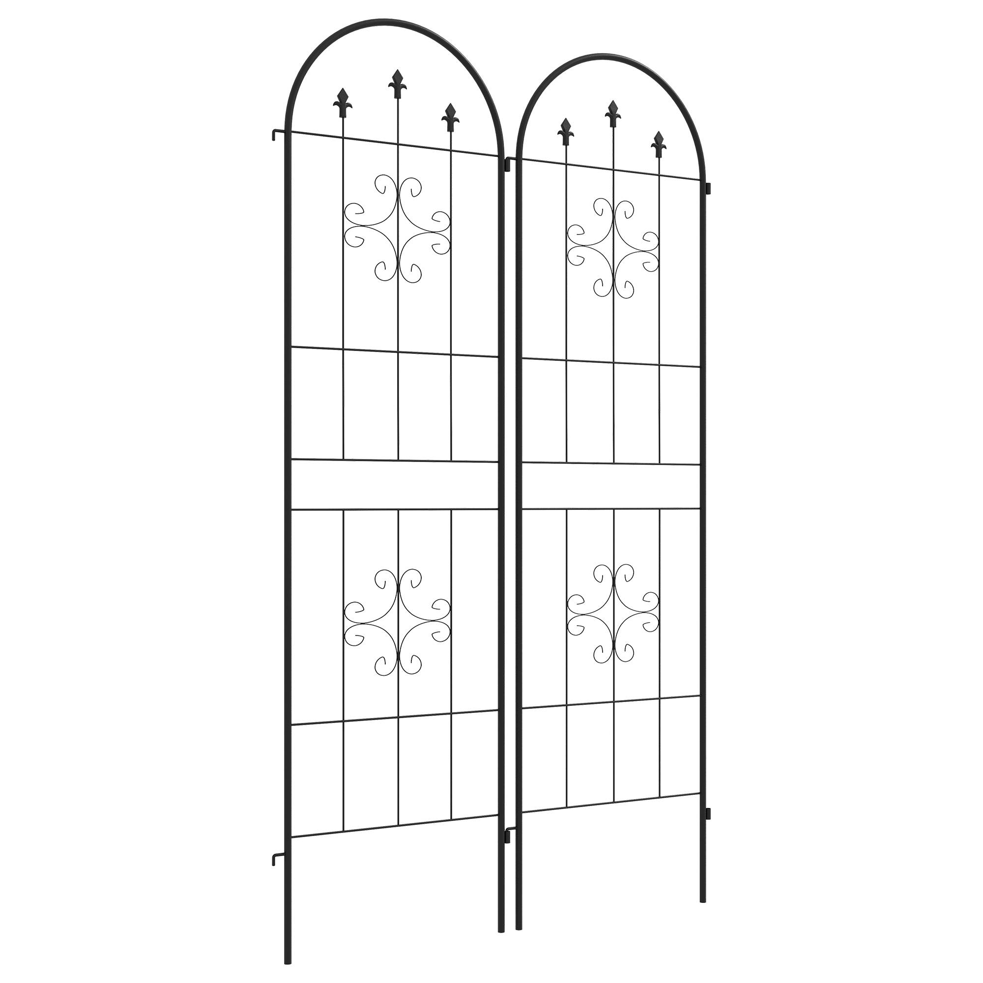 Lot 2 treillis de jardin acier extérieur tuteur plantes grimpantes à planter 50x180cm - ComfortXL Outdoor Living - Image 1