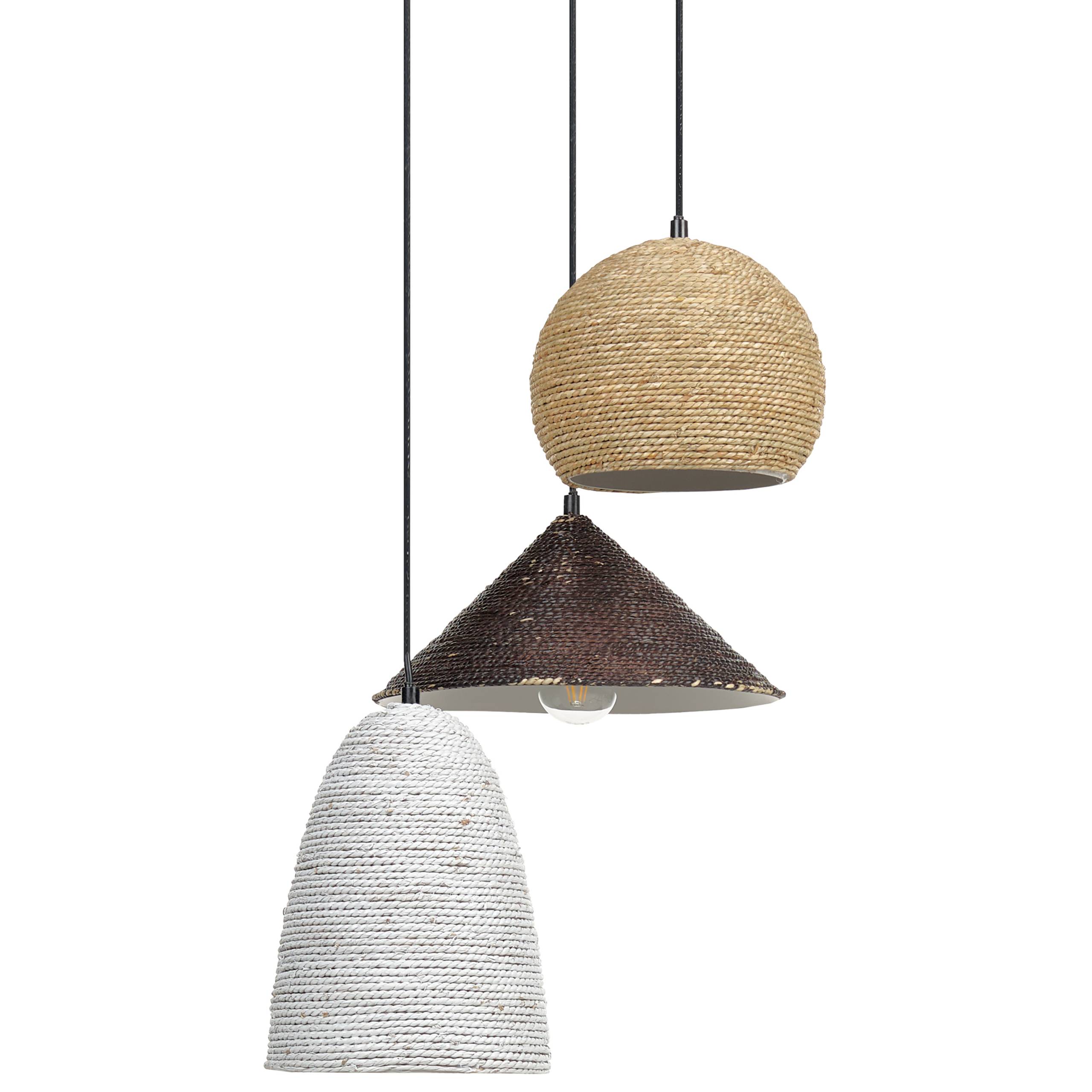 Beliani - Lampe suspension Paille Blanc ENDRICK - 55x55x120- Beliani - Image 4
