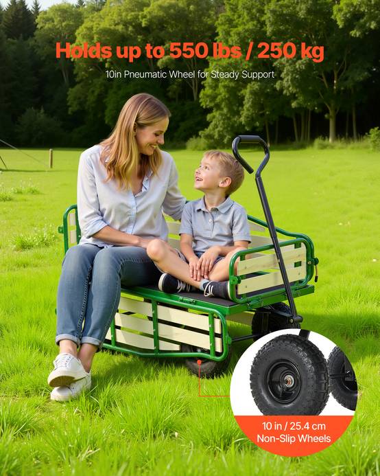 VEVOR Chariot à Tirer Enfants 102 cm Panneaux en Bois Capacité de Charge 150 kg - Image 2