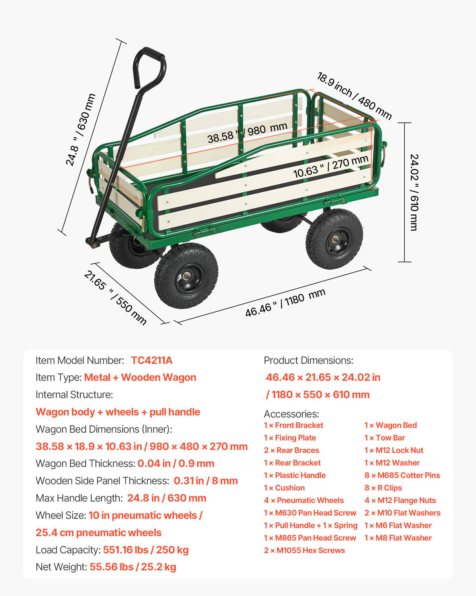 VEVOR Chariot à Tirer Enfants 102 cm Panneaux en Bois Capacité de Charge 150 kg - Image 7