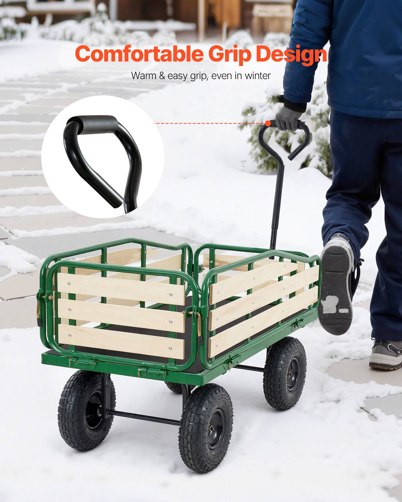 VEVOR Chariot à Tirer Enfants 102 cm Panneaux en Bois Capacité de Charge 150 kg - Image 5