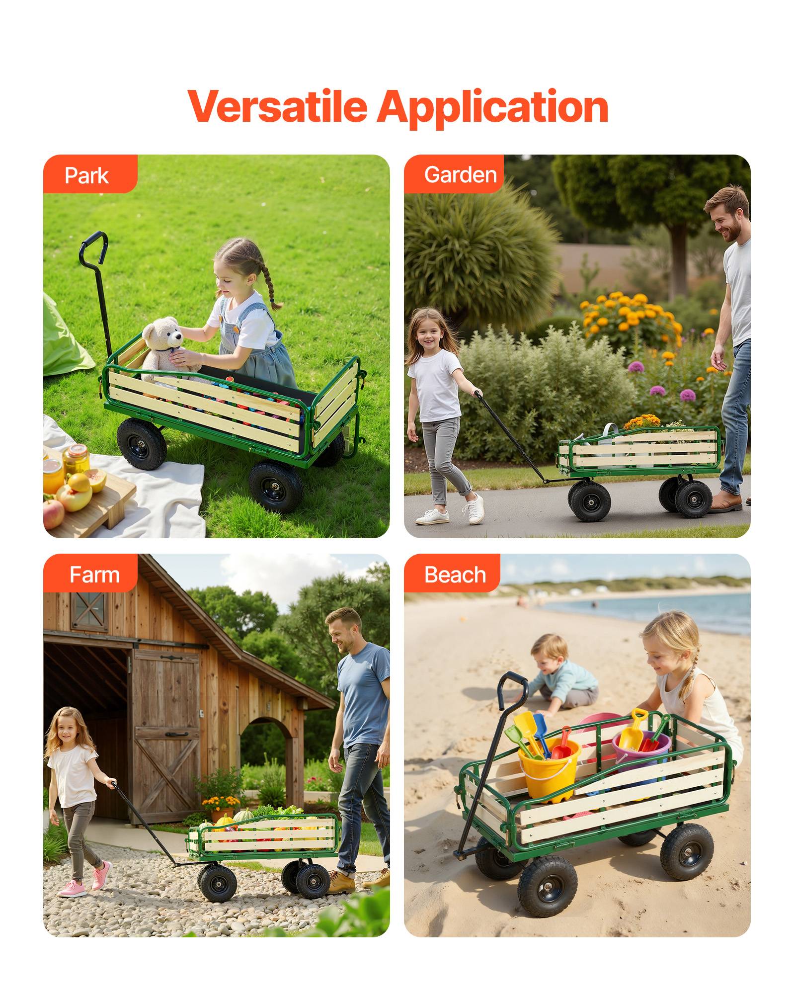 VEVOR Chariot à Tirer Enfants 102 cm Panneaux en Bois Capacité de Charge 150 kg - Image 6