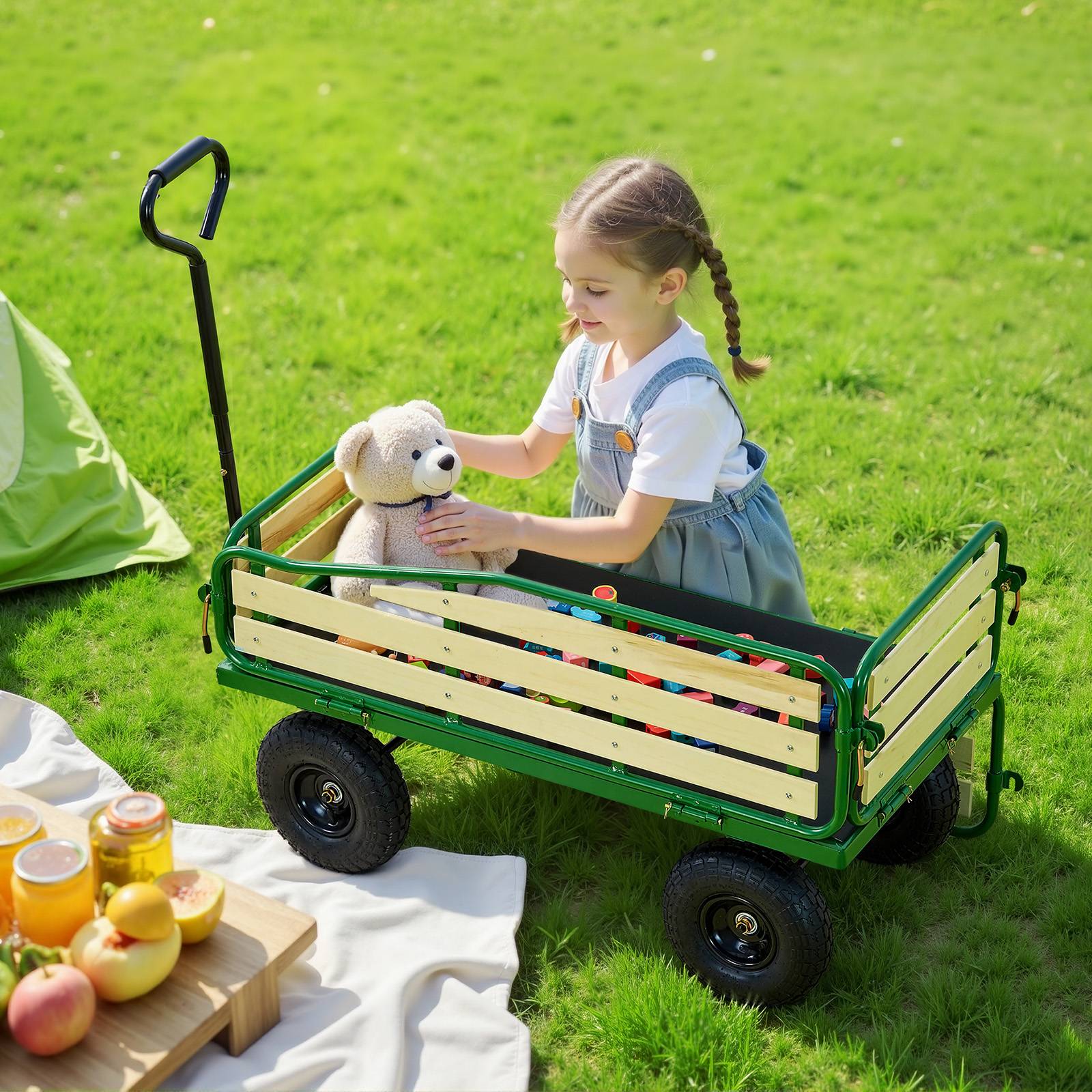 VEVOR Chariot à Tirer Enfants 102 cm Panneaux en Bois Capacité de Charge 150 kg - Image 8