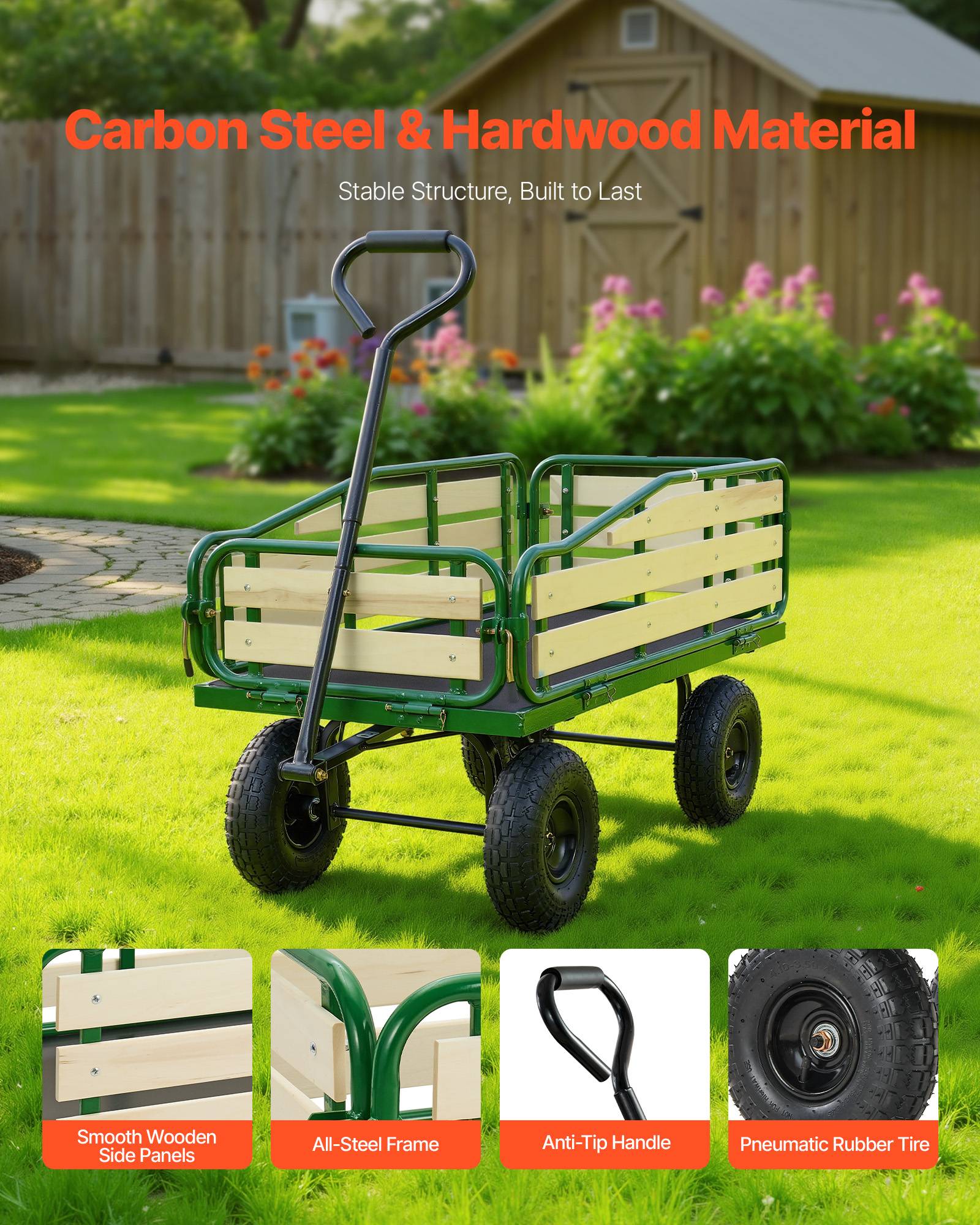 VEVOR Chariot à Tirer Enfants 102 cm Panneaux en Bois Capacité de Charge 150 kg - Image 3