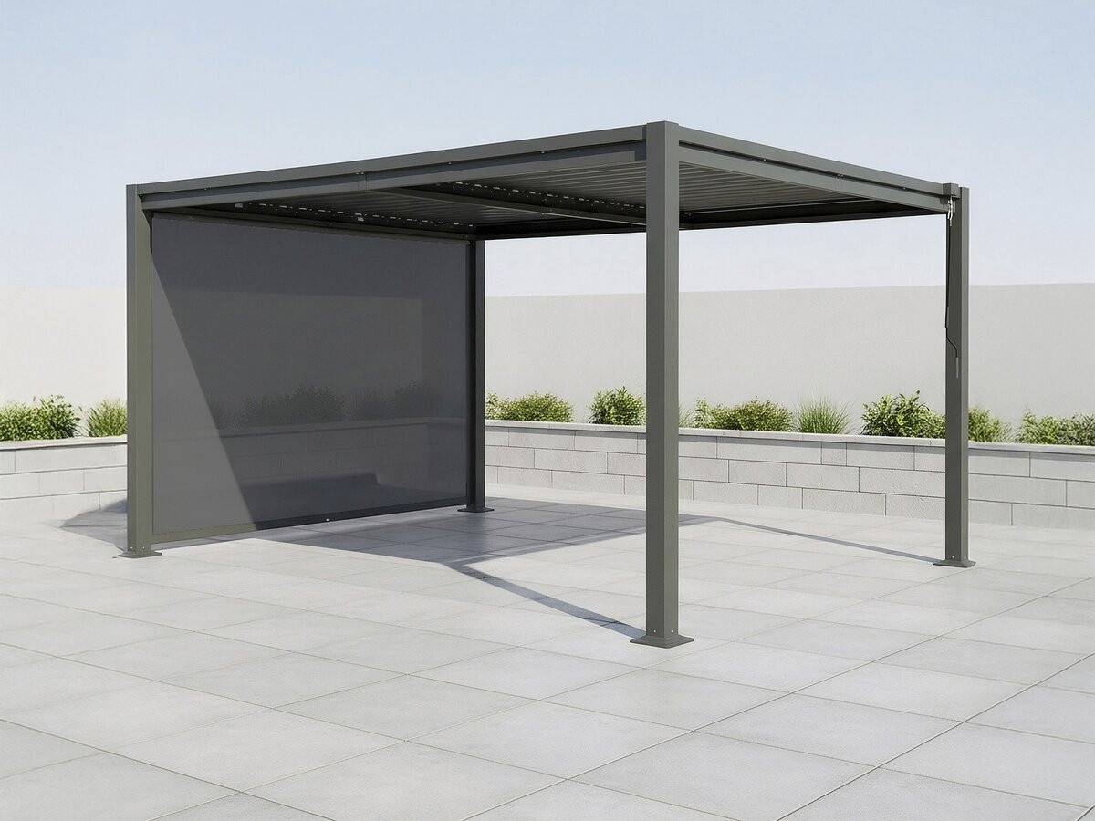 Pergola Bioclimatique Avec Store En Acier Galvanisé "howard" - 3 X 4 M - Gris -habitat Et Jardin - Image 2